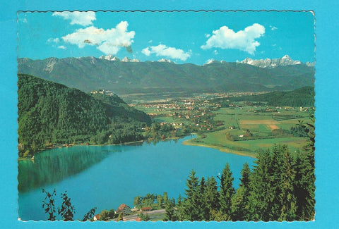 AK Blick auf Ossiachersee, Burgruine Landskron, St. Andrä, Villach.
