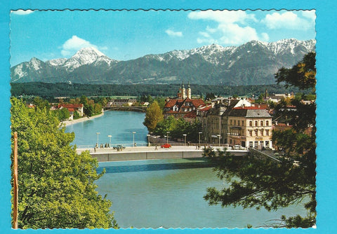 AK Villach. Draubrücke mit Mittagskogel.