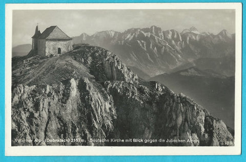 AK Villacher Alpe (Dobratsch) Deutsche Kirche mit Blick gegen die Julischen Alpen.