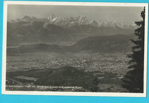 AK Kanzelbahn. Blick auf Villach und Julische Alpen. (1930)