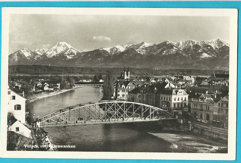 AK Villach mit Karawanken.