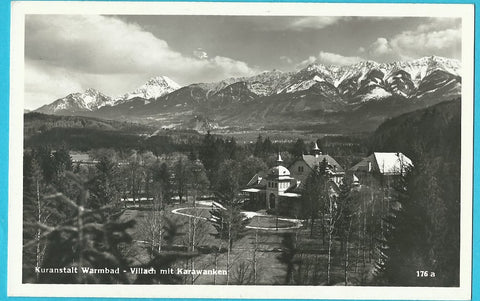 AK Kuranstalt Warmbad - Villach mit Karawanken.