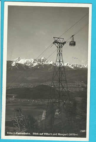 AK Villach-Kanzelbahn. Blick auf Villach und Mangart. (1931)