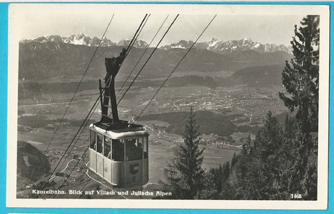 AK Kanzelbahn. Blick auf Villach und Julische Alpen.