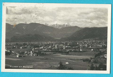 AK Villach mit Mangart. (1926)