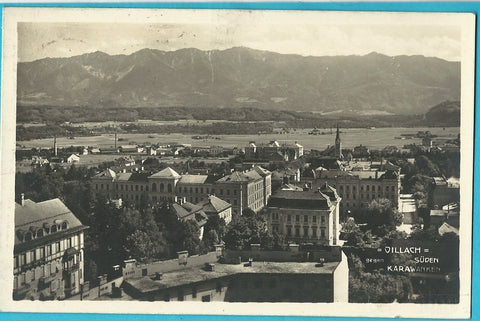 AK Villach gegen Süden mit Karawanken. (1926)