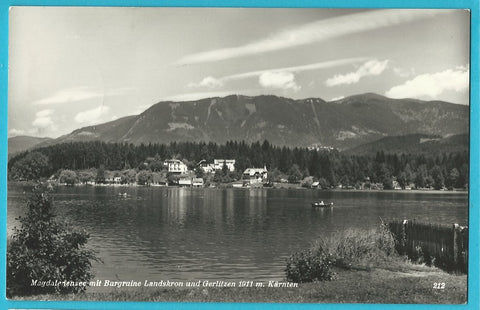 AK Magdalenensee mit Burgruine Landskron und Gerlitzen.