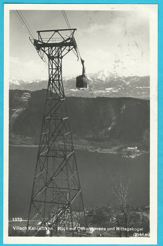 AK Villach Kanzelbahn. Blick auf Ossiachersee und Mittagskogel. (1928)