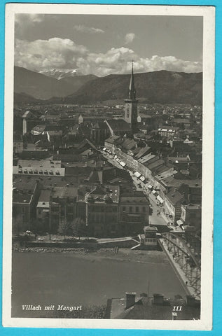 AK Villach mit Mangart. (1933)