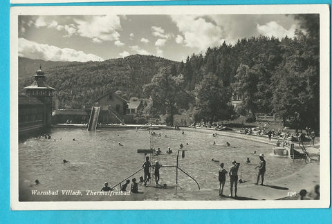 AK Warmbad Villach, Thermalfreibad. (1938)