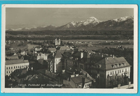 AK Villach. Parkhotel mit Mittagskogel. (1937)
