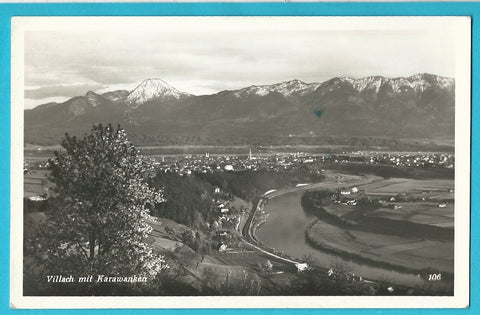 AK Villach mit Karawanken.