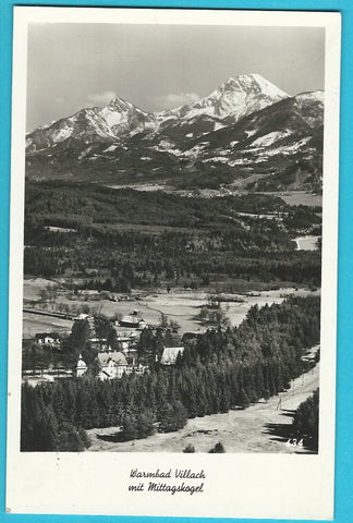 AK Warmbad Villach mit Mittagskogel. (1938)