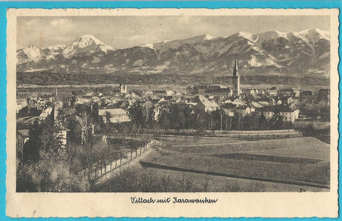 AK Villach mit Karawanken.