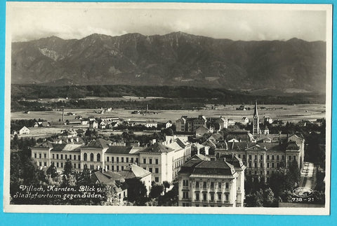 AK Villach. Blick vom Stadtpfarrturm gegen Süden. (1930-31)