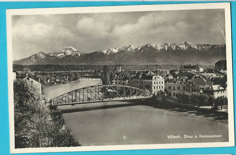 AK Villach. Drau und Karawanken. (1933-34)