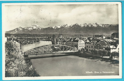 AK Villach. Drau u. Karawanken.