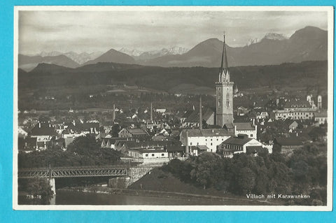 AK Villach mit Karawanken. (1929-30)