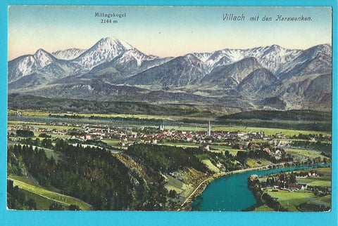 AK Villach mit den Karawanken. (1914)