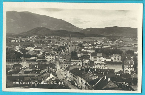 AK Villach, Blick vom Stadtturm gegen Lind.