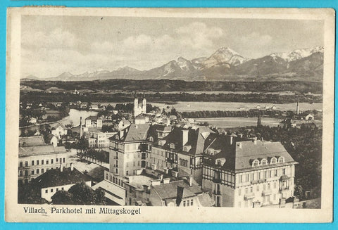 AK Villach, Parkhotel mit Mittagskogel. (1919)