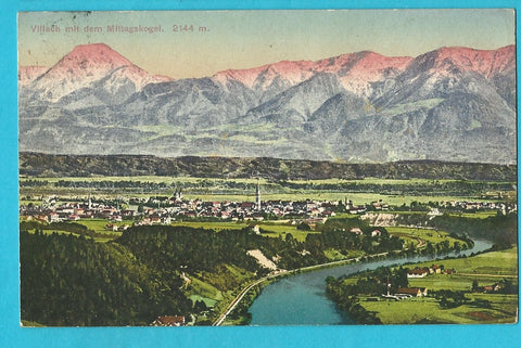 AK Villach mit dem Mittagskogel. (1916)