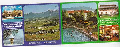 Doppel-Werbe-AK Mühlbach. Thomashof. Rosental. Fam. Thomas Dobernik,