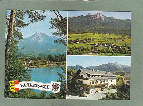AK Faaker See mit Mittagskogel. Gästehaus und Kaufhaus H. Schreier. Ledenitzen.