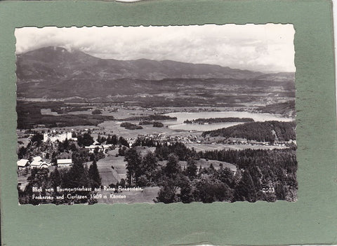 AK Blick vom Baumgartnerhaus auf Ruine Finkenstein, Faakersee und Gerlitzen.