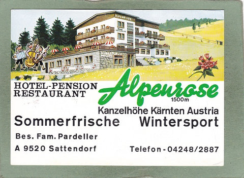 AK Sattendorf. Hotel Pension Alpenrose. Kanzelhöhe. Bes. Fam. Pardeller.