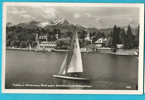 AK Velden am Wörthersee. Blick gegen Schloßhotel. (1951)