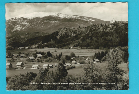 AK Rajach bei Velden gegen Kirche Sternberg und die Gerlitzen.