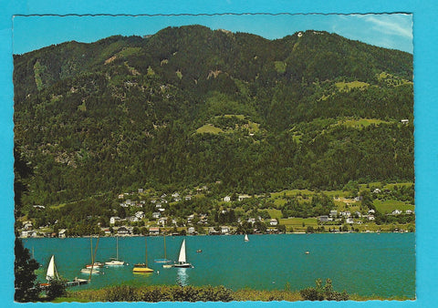 AK Blick über den Ossiachersee auf Annenheim mit der Kanzelbahn.