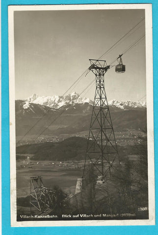 AK Villach - Kanzelbahn. Blick auf Villach und Mangart.