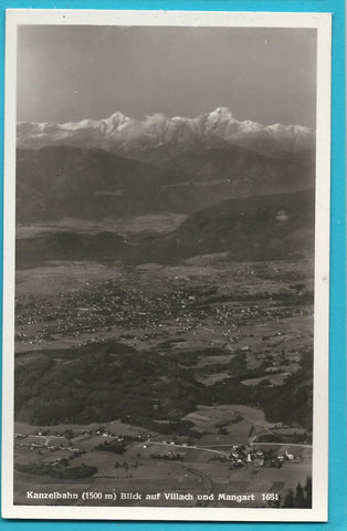 AK Kanzelbahn. Blick auf Villach und Mangart. (1939)