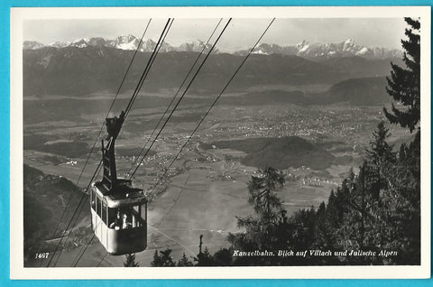AK Kanzelbahn. Blick auf Villach und Julische Alpen.
