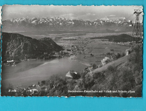 AK Ossiachersee - Kanzelbahn mit Villach und Julischen Alpen.