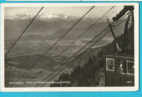 AK Kanzelbahn. Blick auf Villach und Mangart. (1929)