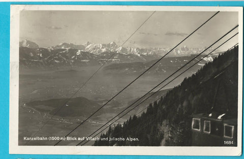 AK Kanzelbahn. Blick auf Villach und julische Alpen. (1929)