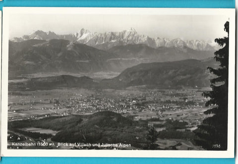 AK Kanzelbahn. Blick auf Villach und Julische Alpen.