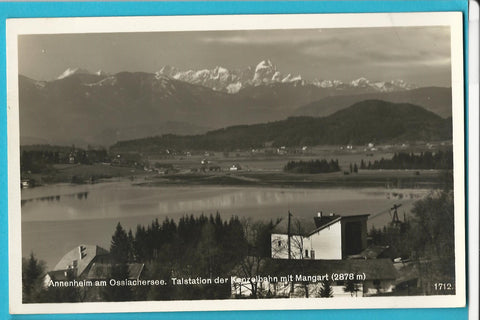 AK Annenheim am Ossiachersee. Talstation der Kanzelbahn mit Mangart. (1931)