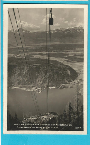 AK Blick auf Stütze 2 und Talstation der Kanzelbahn am Ossiachersee mit Mittagskogel.
