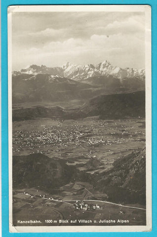 AK Kanzelbahn. Blick auf Villach u. Julische Alpen. (1929)