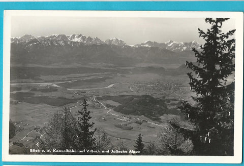 AK Blick v. d. Kanzelhöhe auf Villach und Julische Alpen.