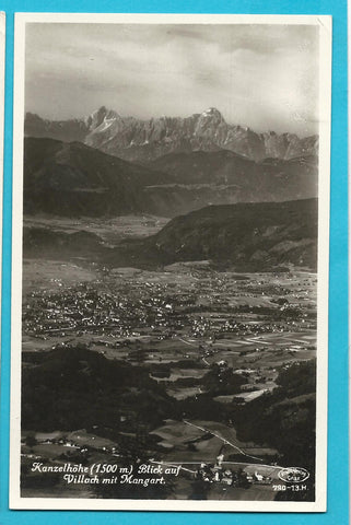 AK Kanzelhöhe. Blick auf Villach und Mangart. (1930-31)