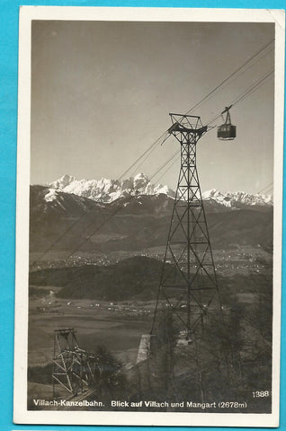 AK Villach Kanzelbahn. Blick auf Villach und Mangart. (1928)