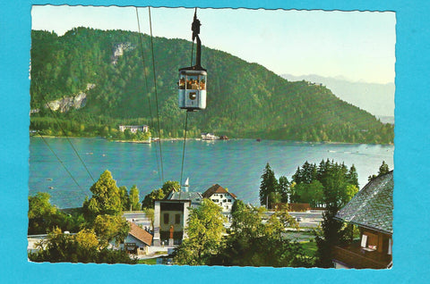 AK Ossiachersee mit Talstation Kanzelbahn im Hintergrund Grand Hotel und Ruine Landskron.