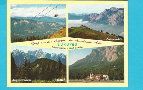 AK Gruß aus den Bergen der Dreiländer-Ecke Österreich Jugoslawien Italien.