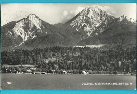 AK Faakersee, Sandbank mit Mittagskogel.