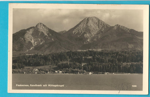 AK Faakersee, Sandbank mit Mittagskogel. (1933)